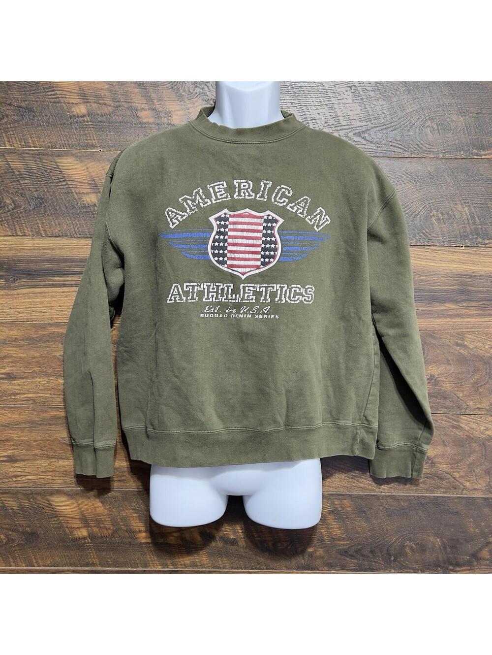 Vintage Junction West American Athletics Sweatshirt M Olive Green USA  Heavy